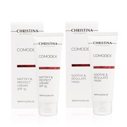 קרם יום ומסכת הרגעה - SOOTHE & REGULATE MASK &COMODEX MATTIFY & PROTECT CREAM SPF 15